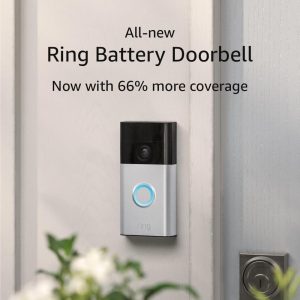 All-new Ring Battery Doorbell — Our best-seller got better, Head-to-Toe Video, Live View with Two-Way Talk, and Motion Detection & Alerts (2024 release), Satin Nickel