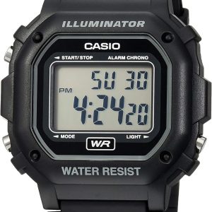 F108WH Series | Men's Digital Watch | Illuminator | Water Resistant | LED Light | Daily Alarm | 1/100 SEC Stopwatch | 3 Hands (HR, Min, SEC) | Date/Day Display | Daily Alarm | 7 Year Battery